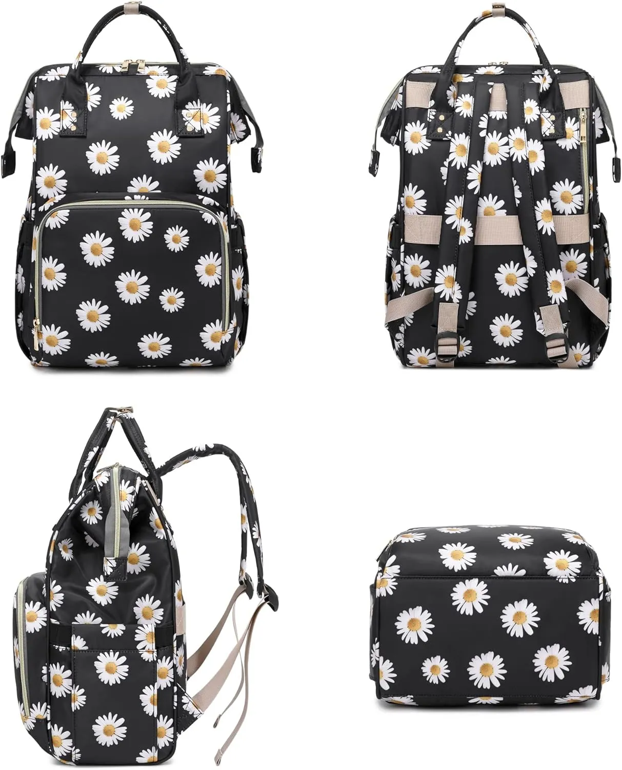Daisy Laptop Backpack for Womens Girls, College Backpacks School Bag Bookbag 15.6 Inch Computer Backpack (Black)