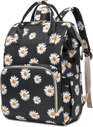 Daisy Laptop Backpack for Womens Girls, College Backpacks School Bag Bookbag 15.6 Inch Computer Backpack (Black)