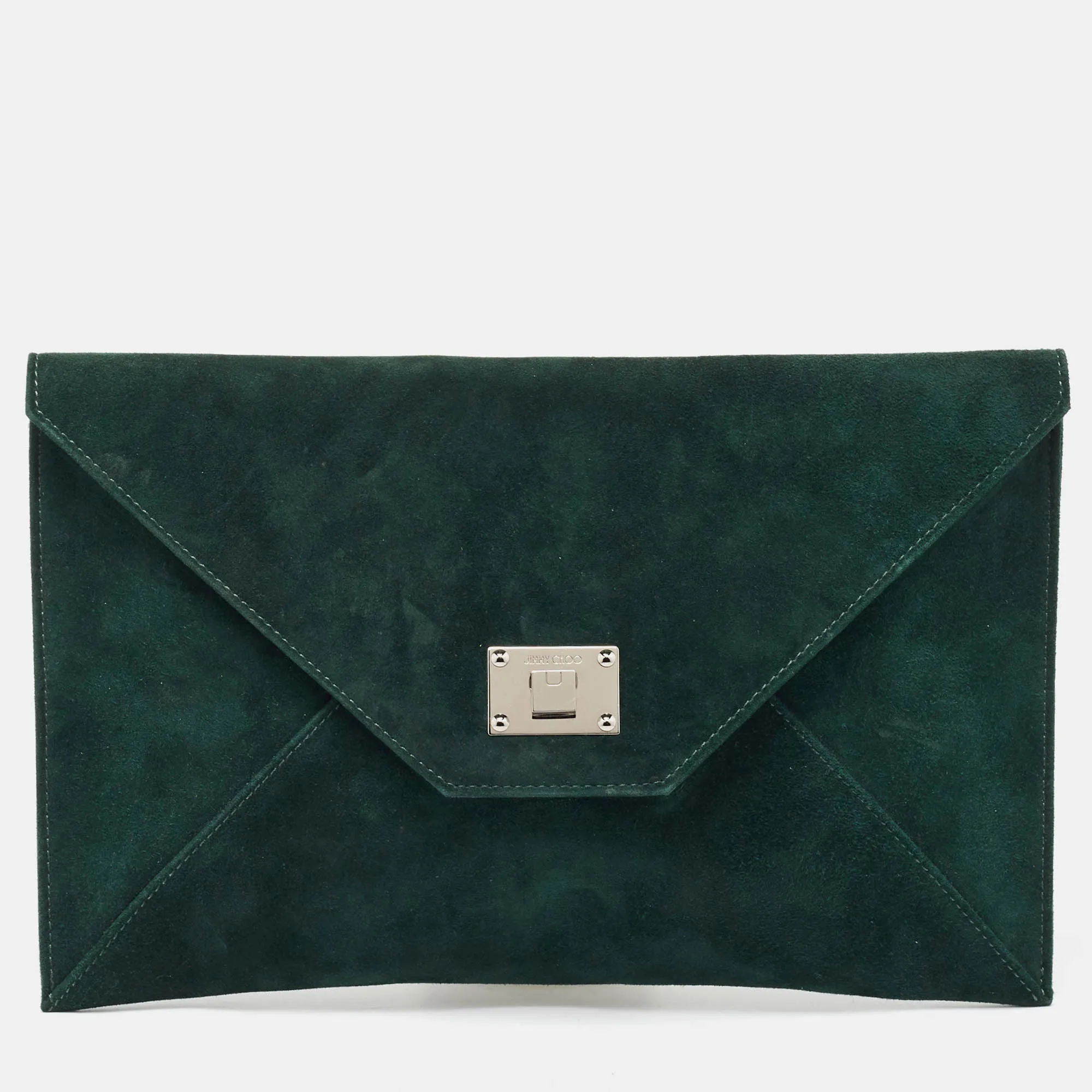 Dark Green Suede Rosseta Clutch