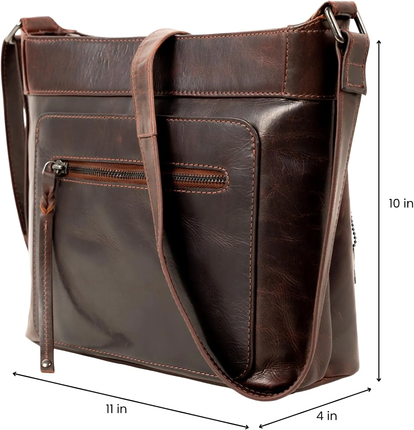 Delaney Concealed Carry Crossbody Purse Leather Handbag with Locking Gun Compartment and Adjustable Strap