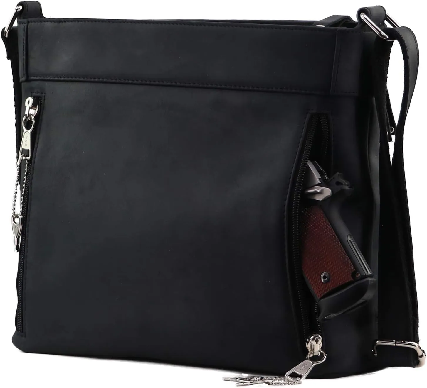Delaney Concealed Carry Crossbody Purse Leather Handbag with Locking Gun Compartment and Adjustable Strap