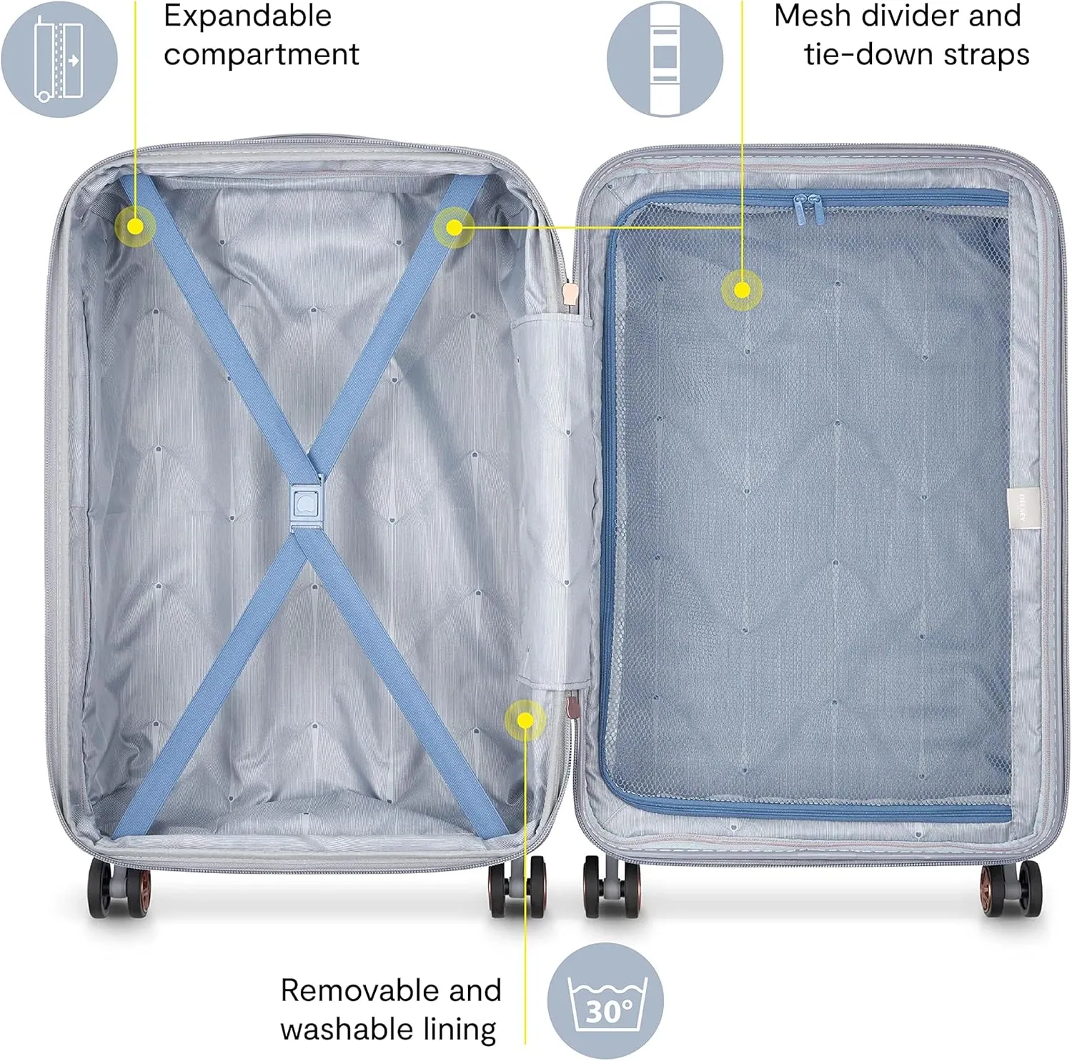 DELSEY PARIS Cruise 3.0 Hardside Expandable Luggage with Spinner Wheels, Graphite, 3 Piece Set (21/24/28)