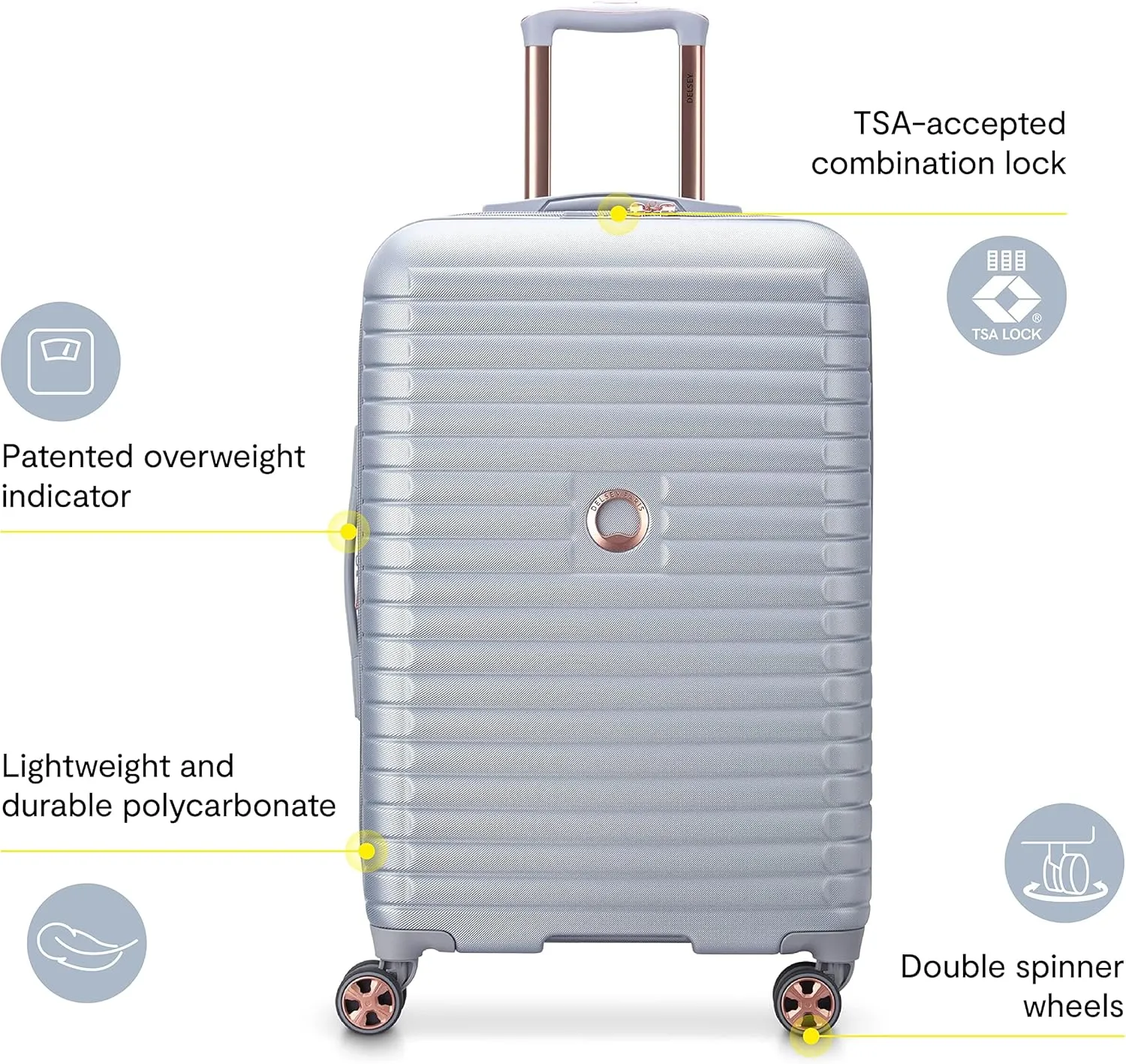 DELSEY PARIS Cruise 3.0 Hardside Expandable Luggage with Spinner Wheels, Graphite, 3 Piece Set (21/24/28)