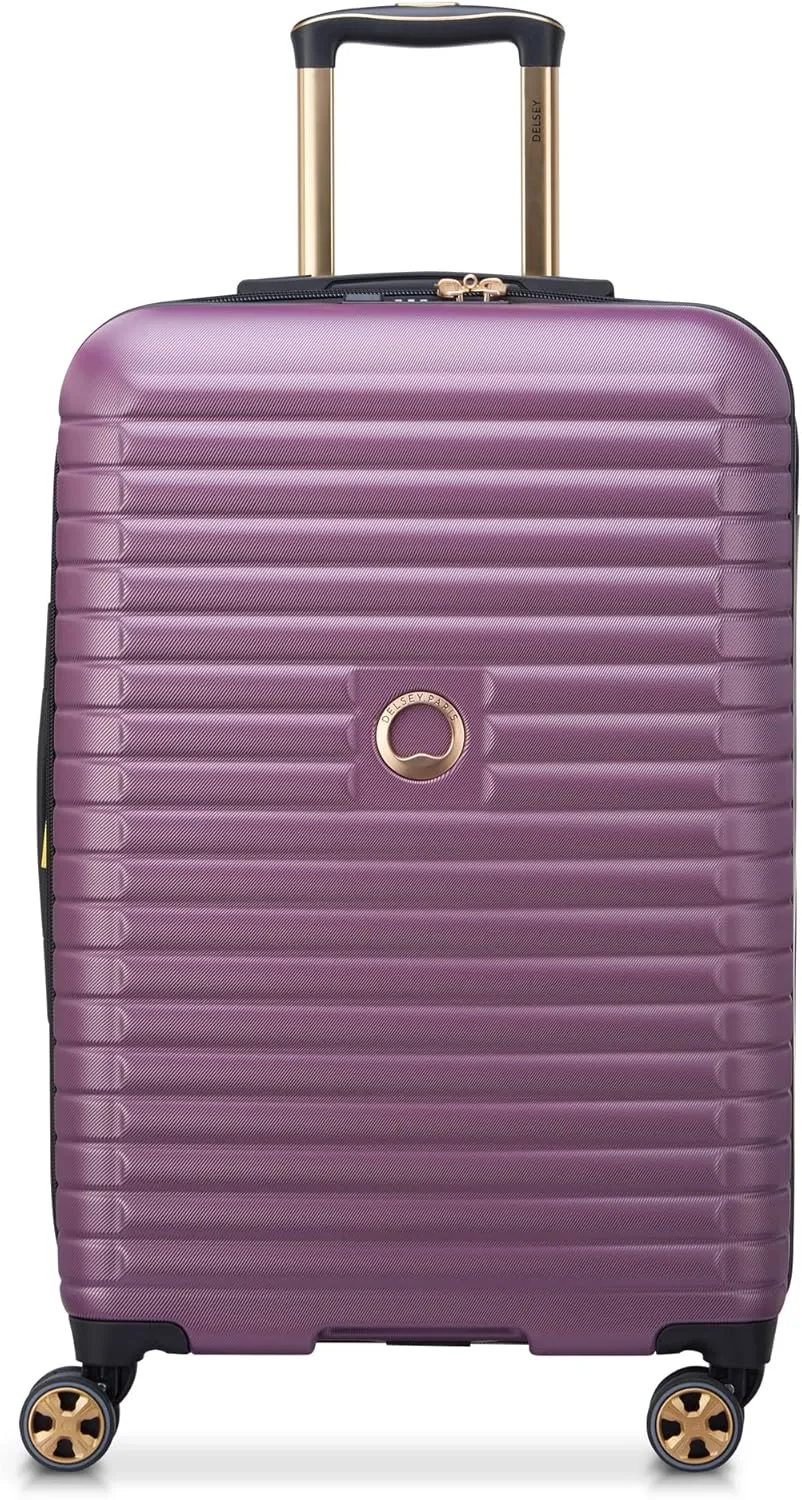 DELSEY PARIS Cruise 3.0 Hardside Expandable Luggage with Spinner Wheels, Plum, Checked-Medium 24 Inch