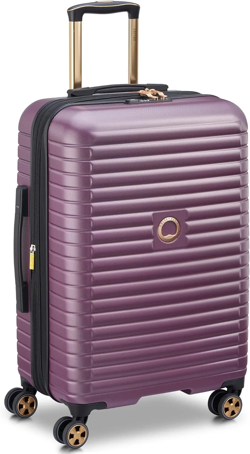 DELSEY PARIS Cruise 3.0 Hardside Expandable Luggage with Spinner Wheels, Plum, Checked-Medium 24 Inch