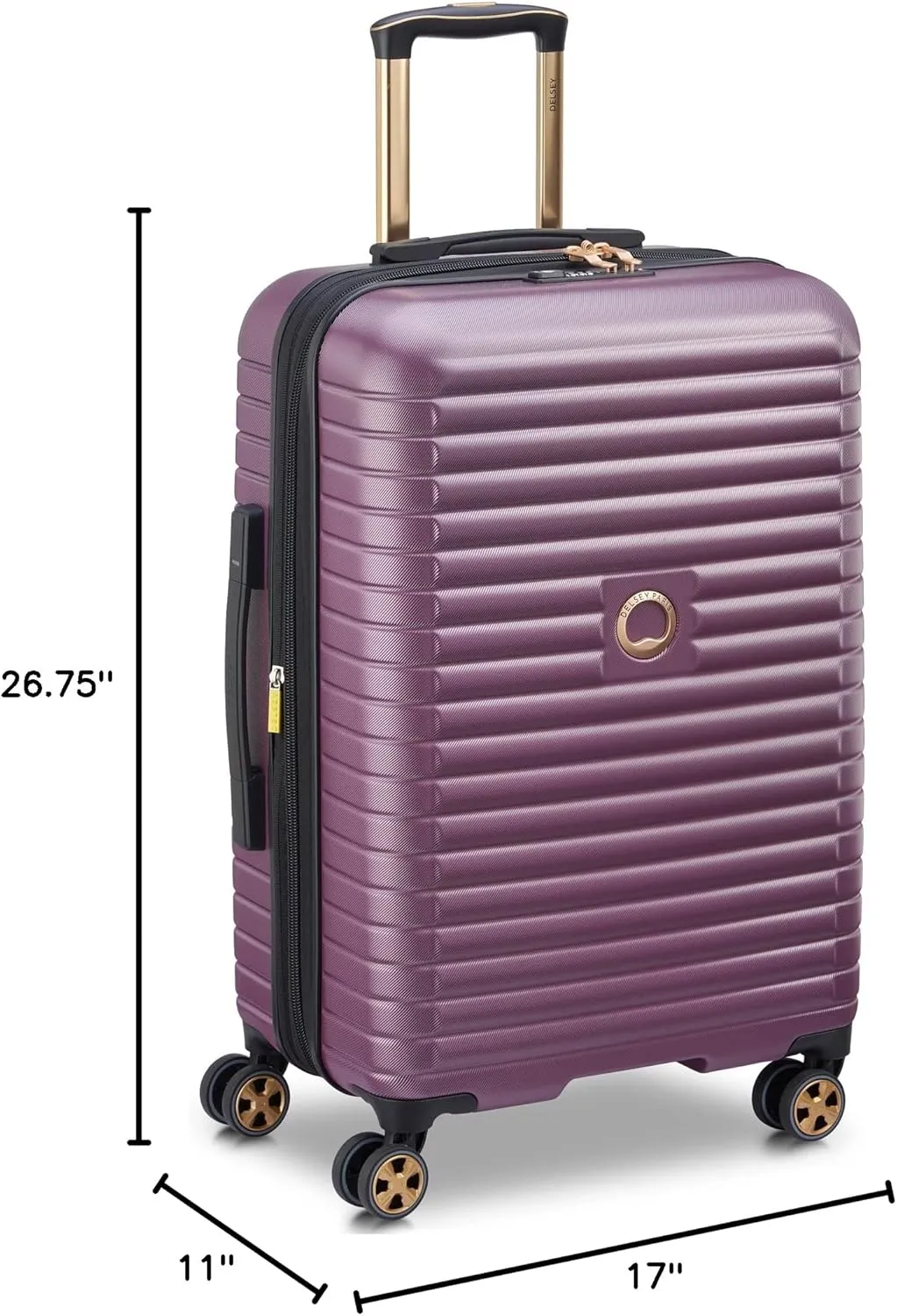 DELSEY PARIS Cruise 3.0 Hardside Expandable Luggage with Spinner Wheels, Plum, Checked-Medium 24 Inch