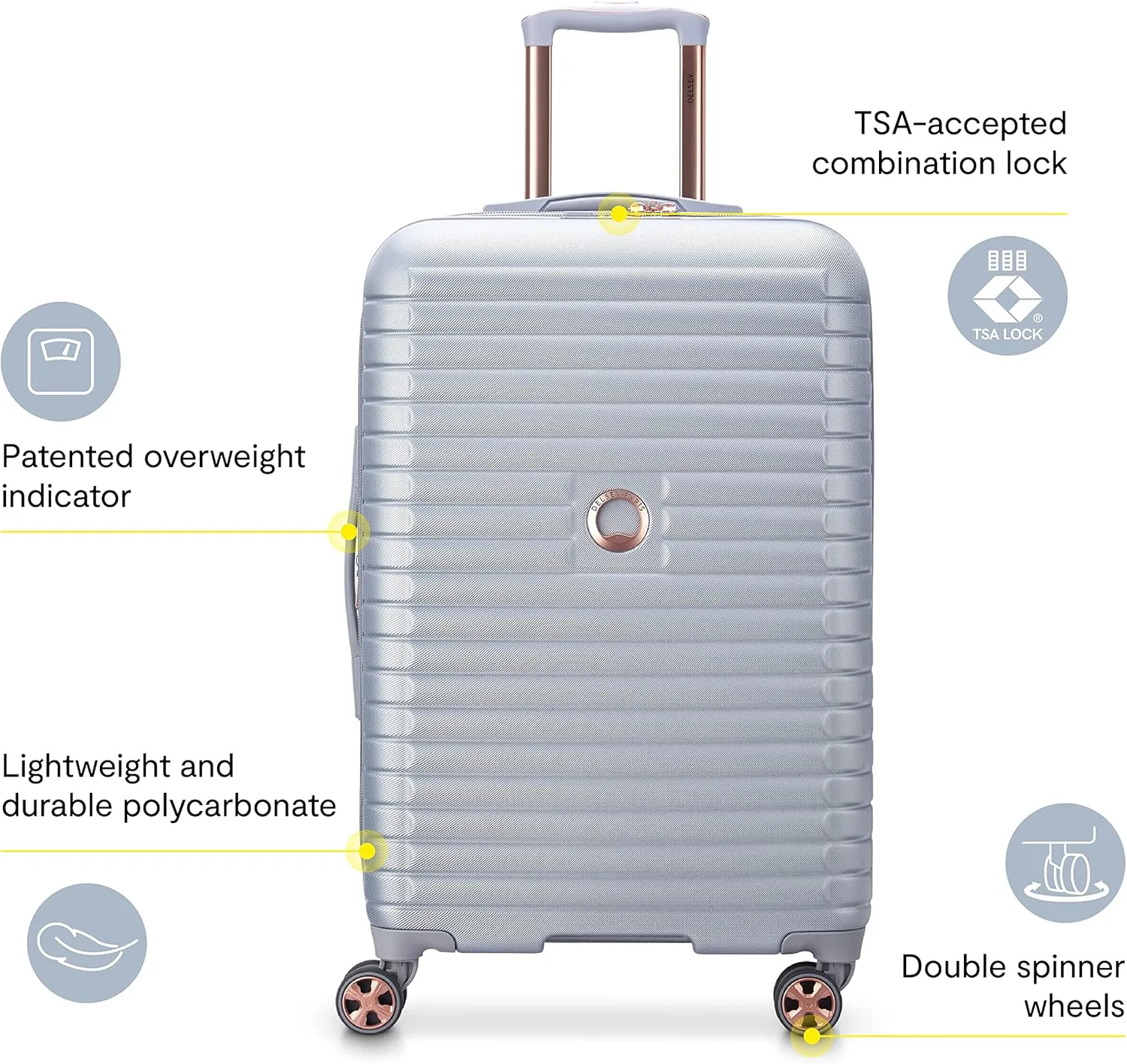 DELSEY PARIS Cruise 3.0 Hardside Expandable Luggage with Spinner Wheels, Plum, Checked-Medium 24 Inch