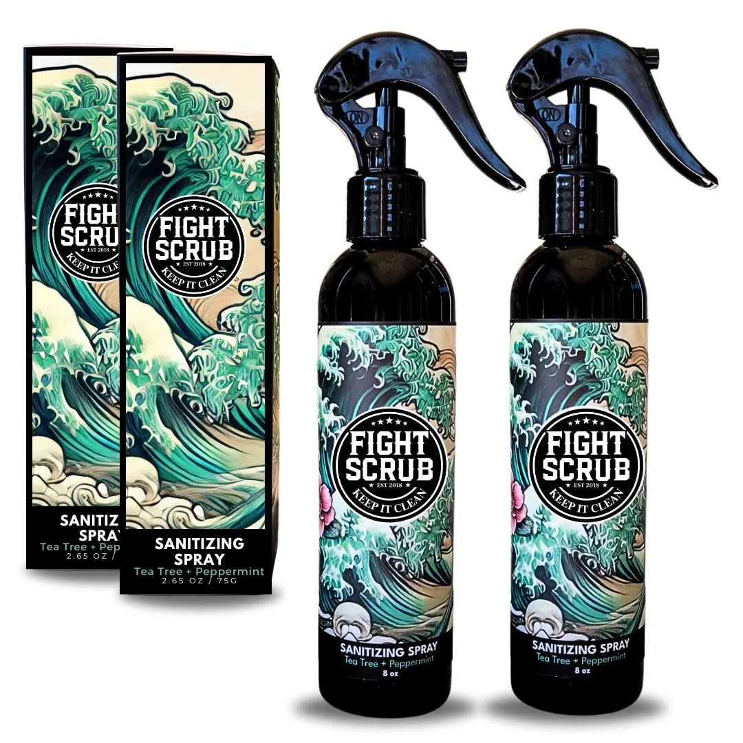 Deodorizing Spray – Refreshing Body & Gear Spray for Wrestlers, MMA, Jiu-Jitsu & Athletes – 8oz Bottle (2-Pack) (Peppermint   Tea Tree)