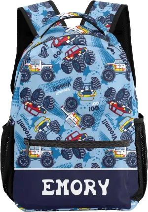Deven Monster Truck Cars Cool Personalized Kids for Boy/Girl Teen School Backpack Travel Daypack Bag