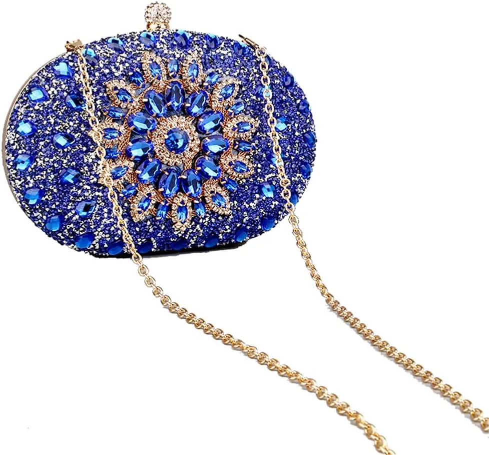 Diamond Women Clutch Evening Bags Bridal Crystal Flower Handbags Purse Wedding Party Dinner Bag