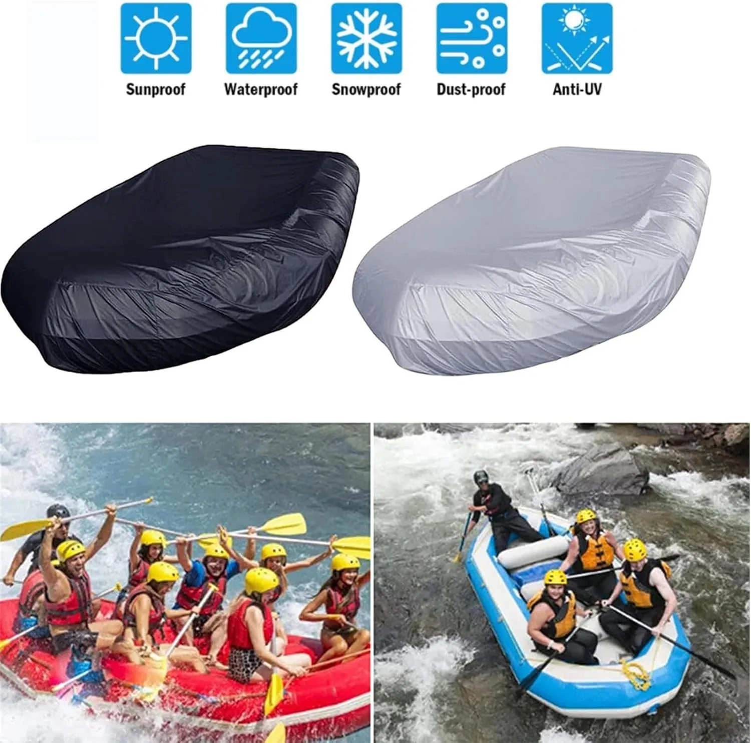 Dinghy Boat Cover 7 Sizes Boat Tarp UV Resistant Dinghy Cover for Small Inflatable and Rigid Inflatable Boats,230 * 165 * 46cm