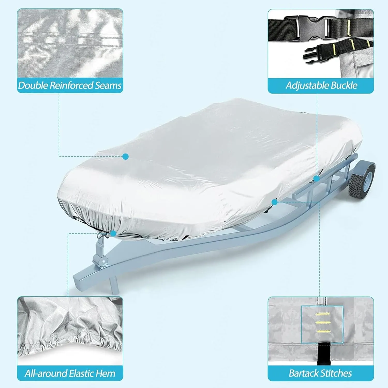 Dinghy Boat Cover 7 Sizes Boat Tarp UV Resistant Dinghy Cover for Small Inflatable and Rigid Inflatable Boats,230 * 165 * 46cm