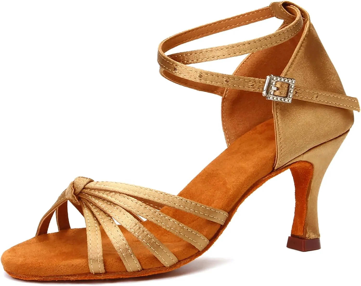 DKZSYIM Women's Satin Latin Dance Shoes Professional Ballroom Salsa Practice Performance Dancing Shoes,Model 217