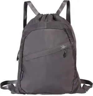 Drawstring Backpack for Men and Women - Versatile Sports Drawstring Bag with Thick Strap, Athletic Gym Bag Backpack, Cinch Bag with Organizer, Waterproof Draw String Bag for Beach - Gray