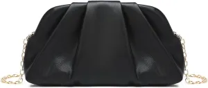 Dreubea Women's Fashion Cloud Shape Evening Bag Charming Fold Leather Clutch Handbag with Chain