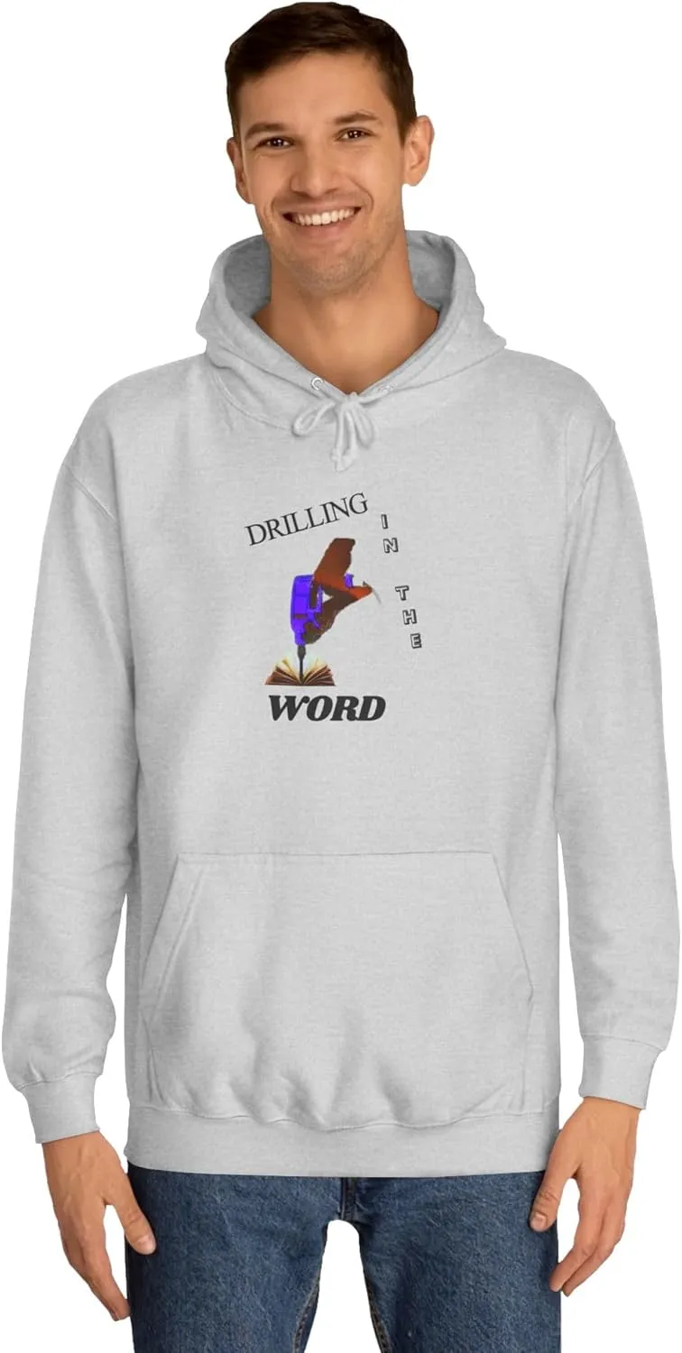 Drilling Word Unisex College Hoodie, Casual Sweatshirt, Streetwear, Gift for Students, College Apparel, Unique Graphic Hoodie