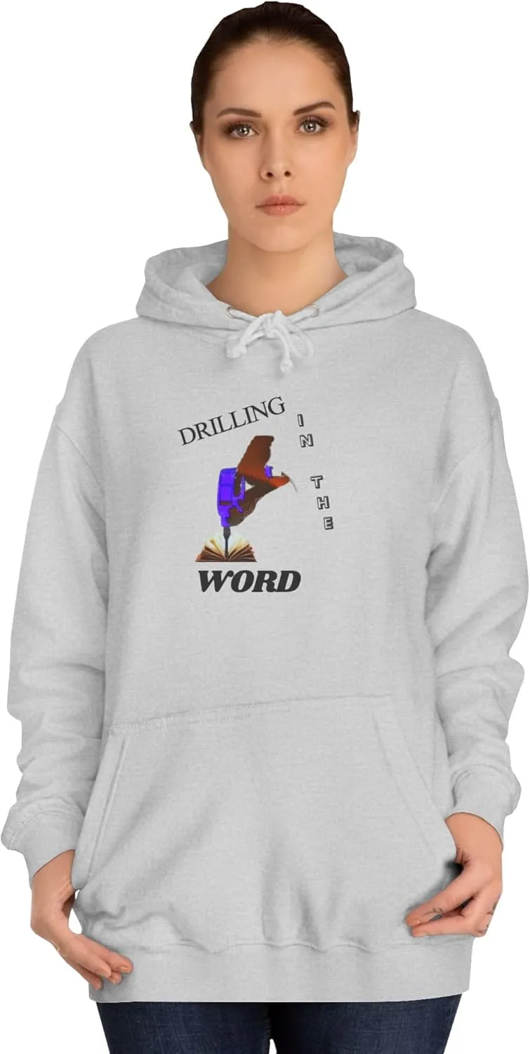 Drilling Word Unisex College Hoodie, Casual Sweatshirt, Streetwear, Gift for Students, College Apparel, Unique Graphic Hoodie