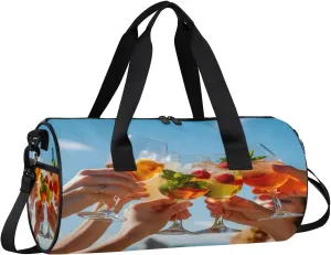 Drinks Juice Travel Gym Bag Waterproof Sport Dance Bag for Women Men Portable Gymnastics Duffel Bags Canvas Tote Carry on Handbag for Workout Overnight Weekender
