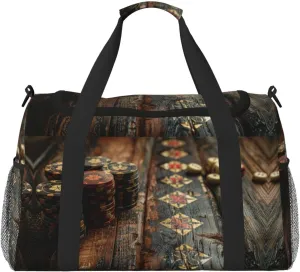 Duffle Bag for Travel, Vintage Poker Chips Weekender Overnight Duffel Bag, Carry On Bag Gym Bag for Women Men, Personal Item Travel Bag