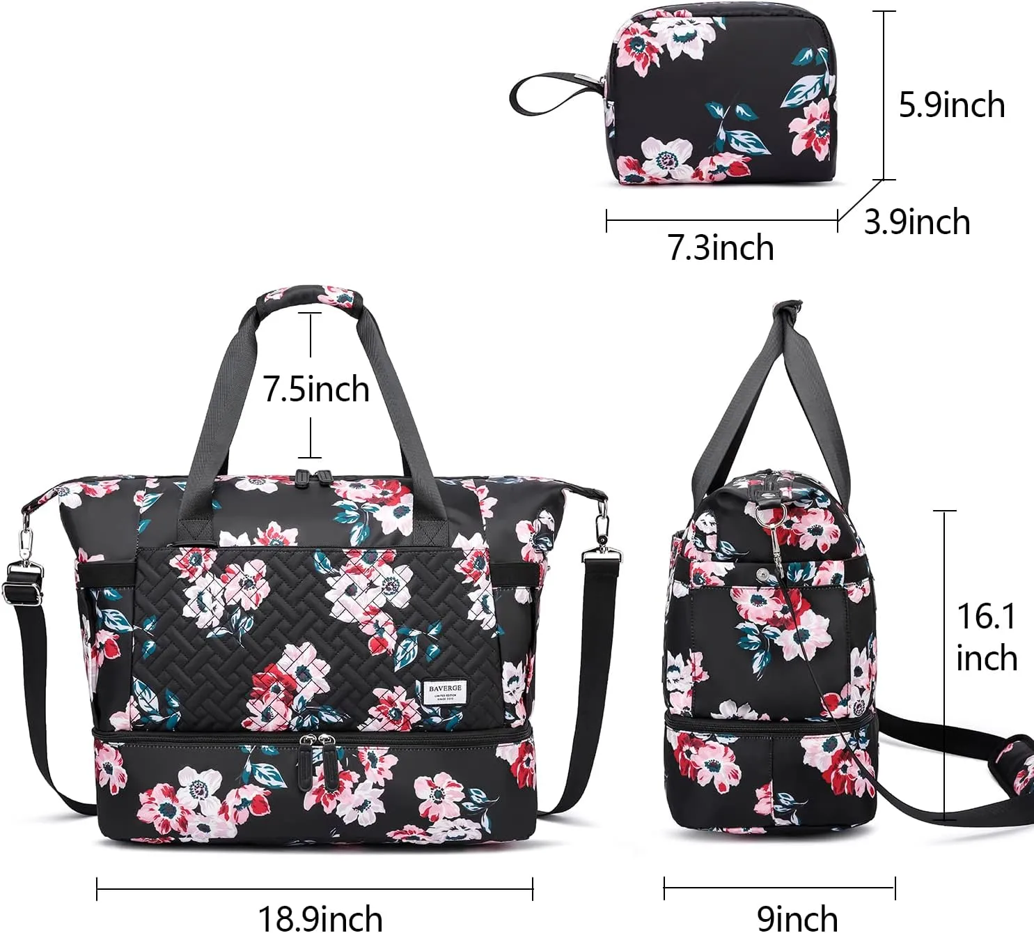 Duffle Bag for Travel, Weekender Bag with Shoe Compartment, Carry On Overnight Bag for Women with Toiletry Bag, Gym Bag with Wet Pocket, Hospital Bags for Labor and Delivery Beige