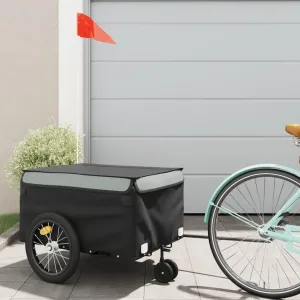 Durable Bike Cargo Trailer: Safe and Strong, for Transporting Groceries, Tools, or Heavy Goods, Black and Gray Finish
