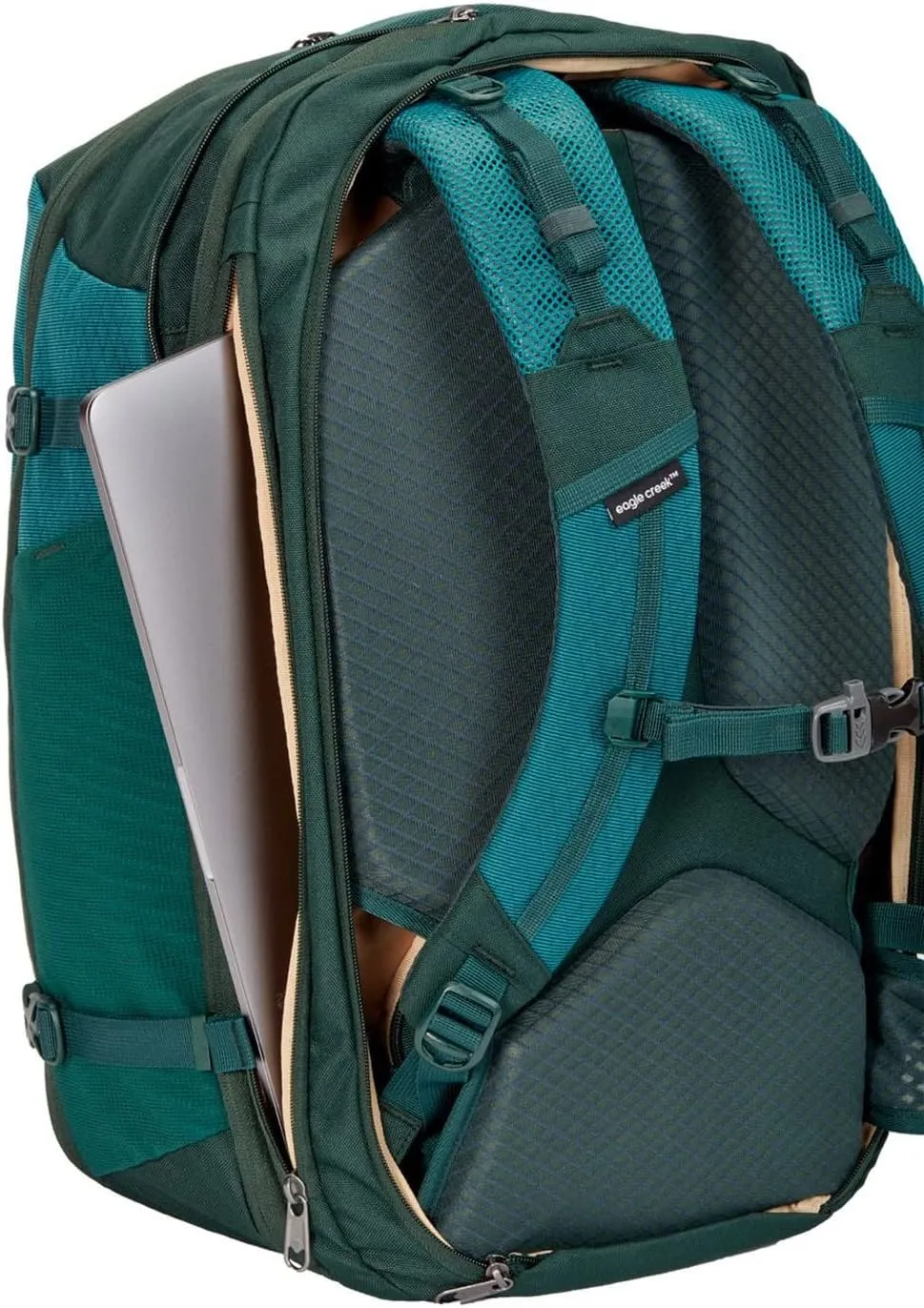 eagle creek Tour Travel Backpack 55L S/M - Durable and Expandable with Ergonomic Fit, Laptop Pocket, and Lockable Zippers, Arctic Seagreen