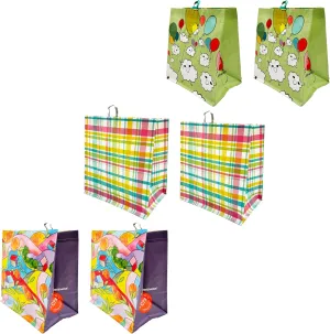 Earthwise Reusable Shopping Bags Extremely Durable Multi Use Large Stylish Fun Foldable Water-Resistant Totes Design - Small Rise (pack of 6-2 of each Design)