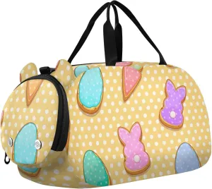Easter Eggs Rabbits Cookies Duffel Bags for Boys Small Gym Bags for Teens Dance Bag for Girls