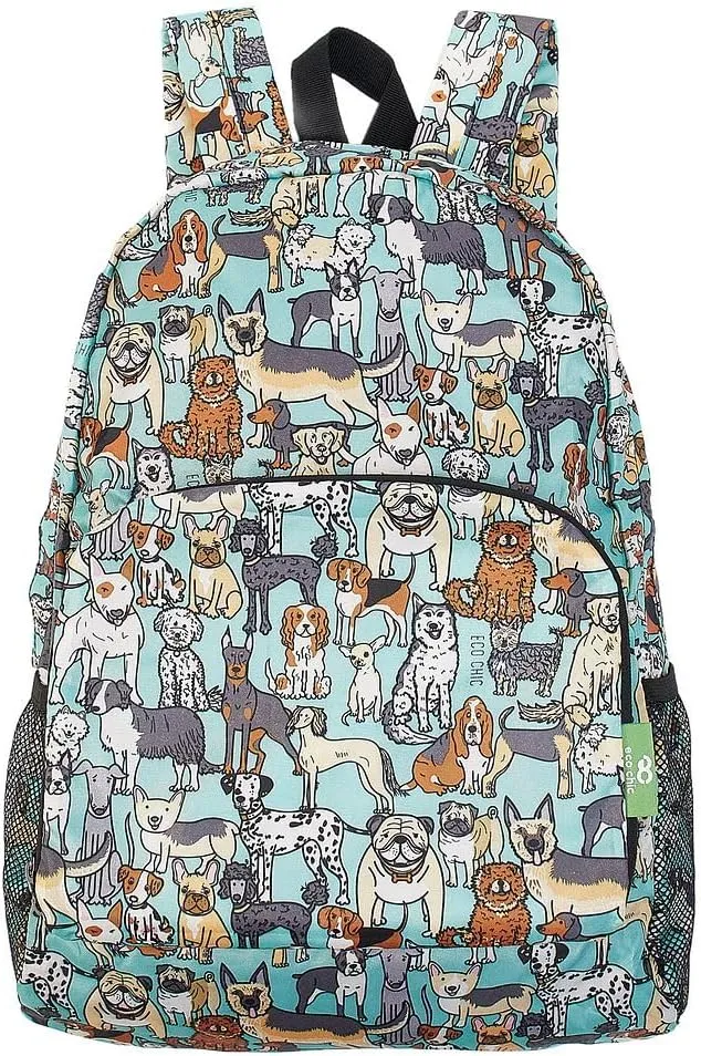 ECO CHIC Hiking Lightweight Packable Backpack - Foldable Daypack for Travel & Hiking & Outdoor Adventures - Waterproof Backpack from Recycled Materials (Dogs Teal)