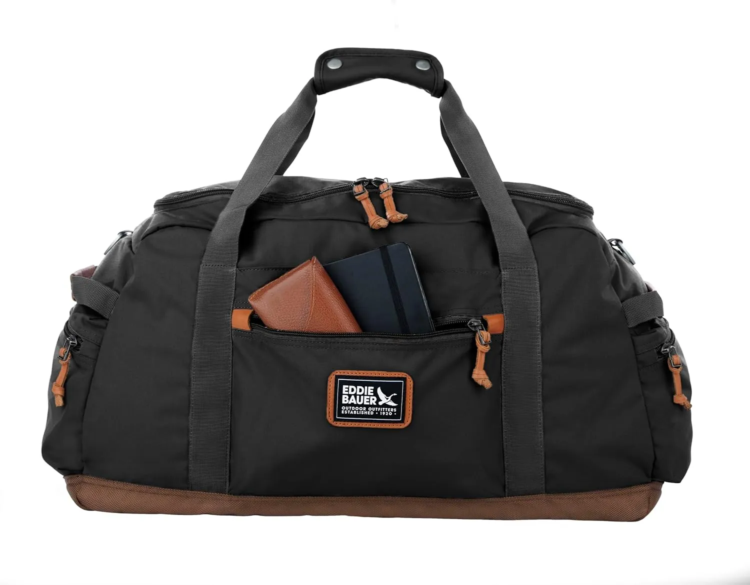 Eddie Bauer Bygone Duffel Weekend Travel | Lightweight | Rugged Polyester/Nylon | U-Shaped Main Compartment, Black, 45L