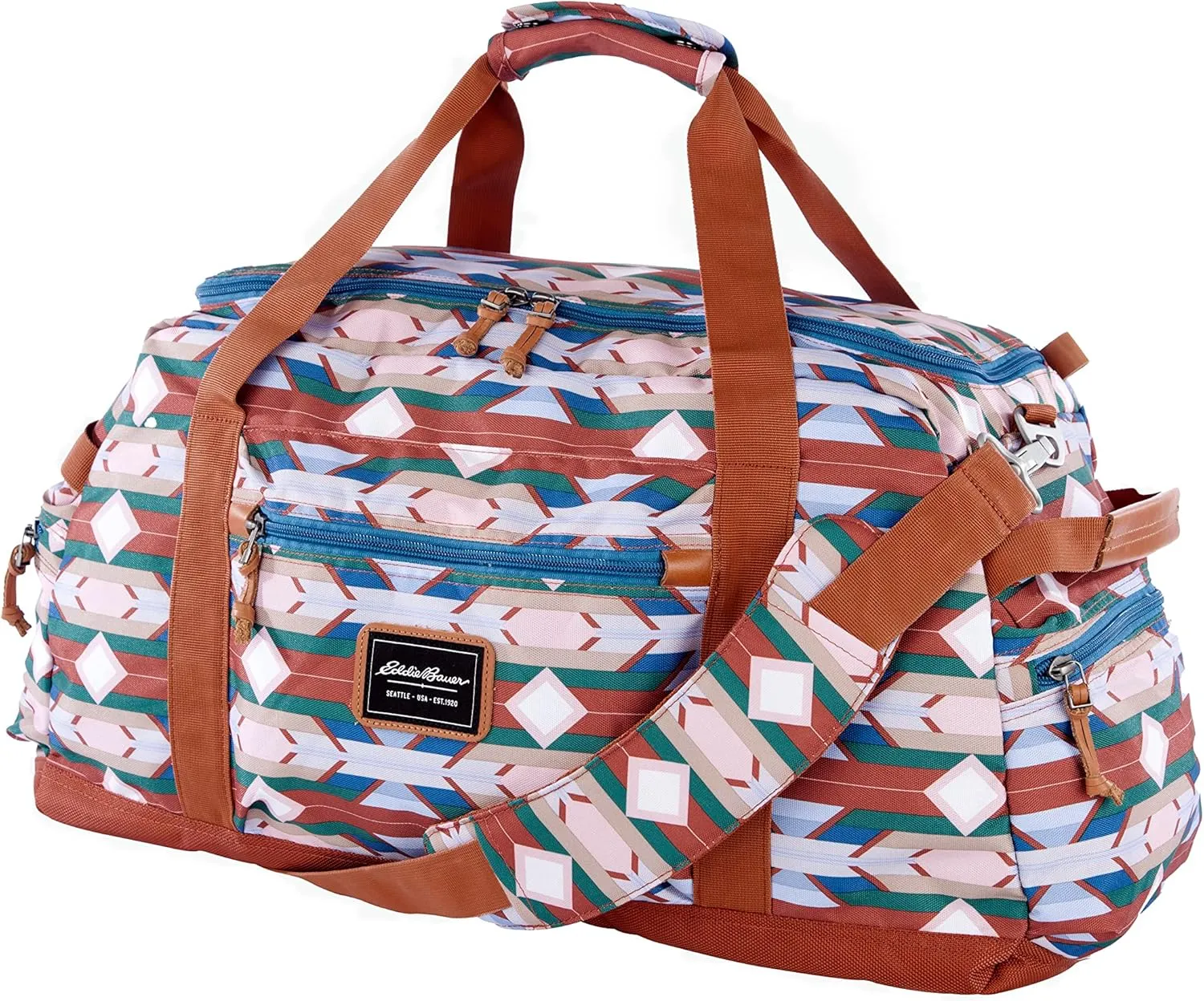 Eddie Bauer Bygone Duffel Weekend Travel | Lightweight | Rugged Polyester/Nylon | U-Shaped Main Compartment, Sienna, 45L