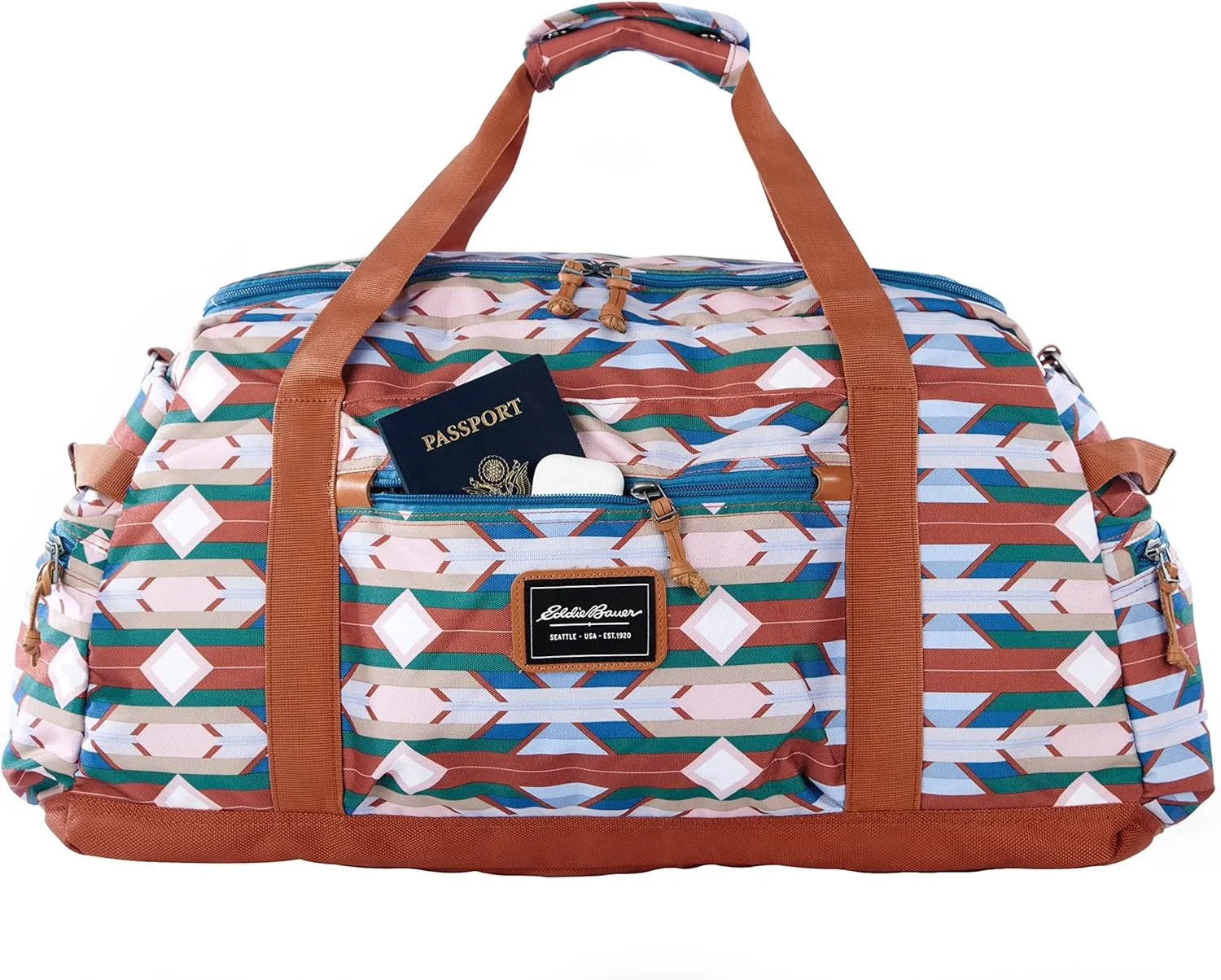 Eddie Bauer Bygone Duffel Weekend Travel | Lightweight | Rugged Polyester/Nylon | U-Shaped Main Compartment, Sienna, 45L