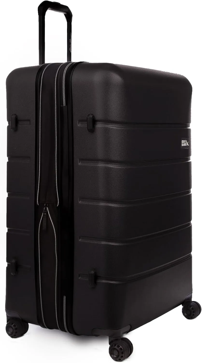 Eddie Bauer Glacier Luggage | Hardside | Spinner Wheels | Expandable | Lightweight | Durable | Travel Essentials, Carbon, 30" (Check-in)