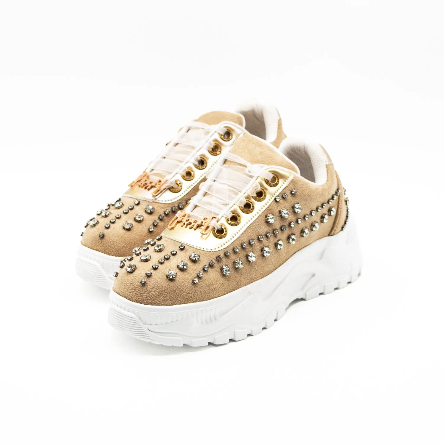 Eden Luxury Desert Storm Suede Handmade Embellished Trainers