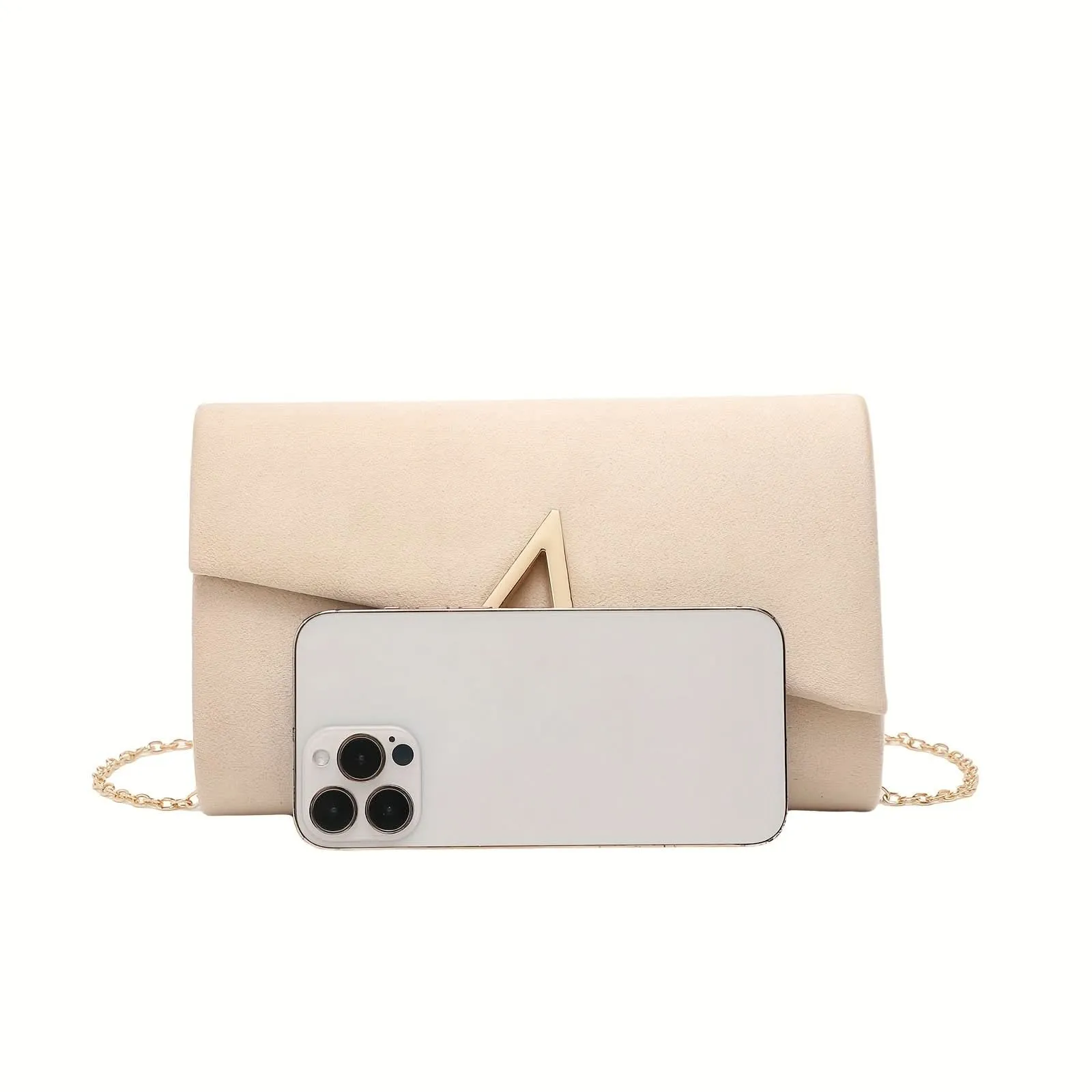 Elegant Evening Clutch, Faux Suede, Lightweight