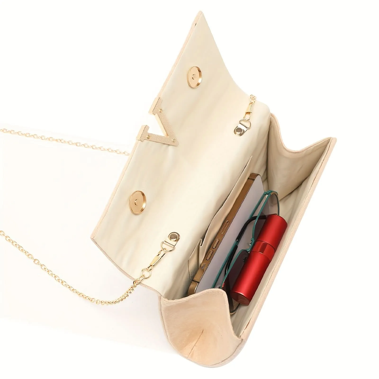 Elegant Evening Clutch, Faux Suede, Lightweight