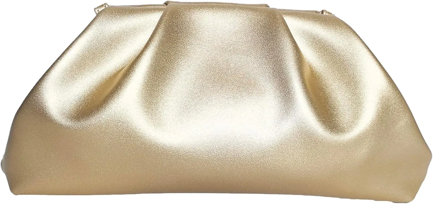 Elegant Pleated Vegan Leather Clutch Purse for Women - Stylish Soft PU Evening Handbag
