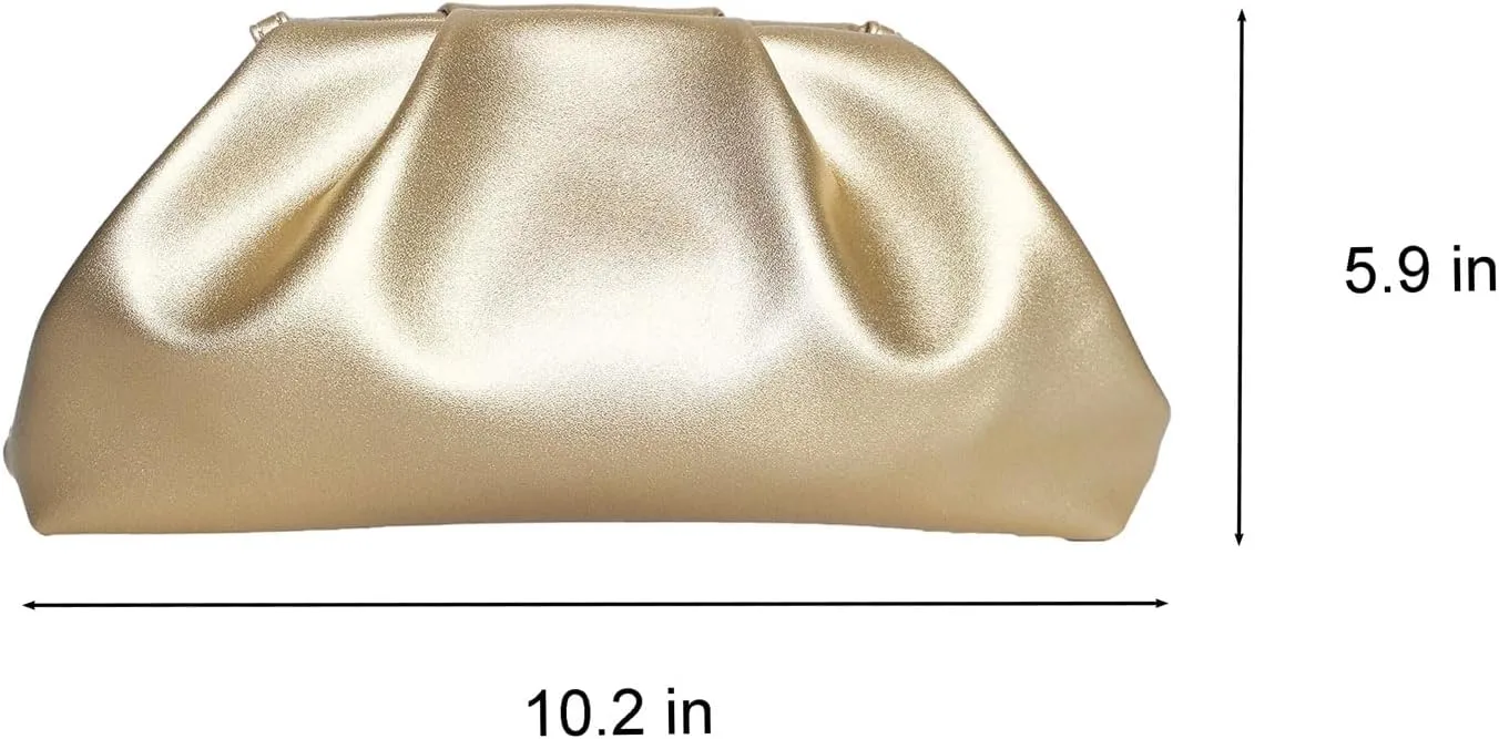 Elegant Pleated Vegan Leather Clutch Purse for Women - Stylish Soft PU Evening Handbag