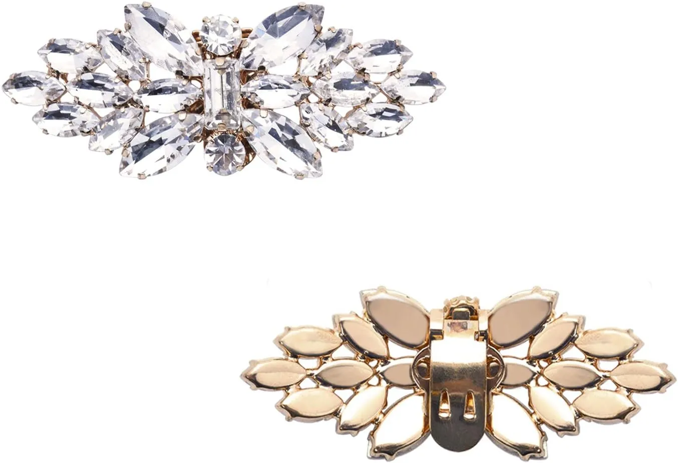 ELEGANTPARK Decorative Shoe Clips for Pumps Rhinestones Shoes Jewelry Clips Clutch Dress Hat Shoe Clip 2 Pcs