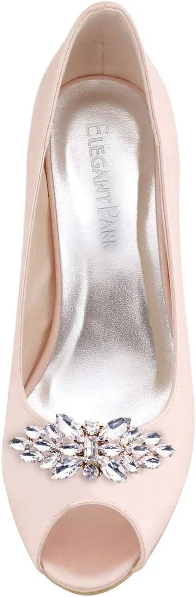 ELEGANTPARK Decorative Shoe Clips for Pumps Rhinestones Shoes Jewelry Clips Clutch Dress Hat Shoe Clip 2 Pcs
