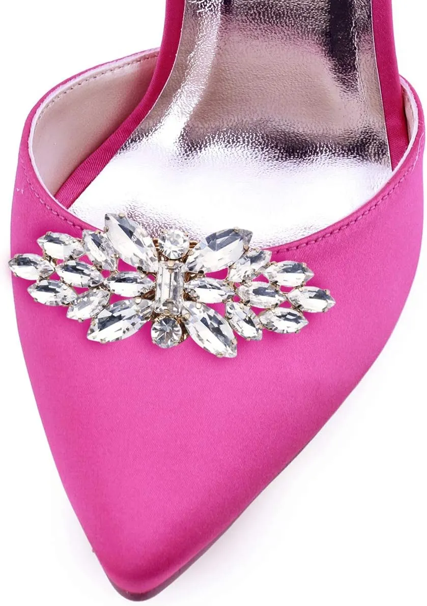 ELEGANTPARK Decorative Shoe Clips for Pumps Rhinestones Shoes Jewelry Clips Clutch Dress Hat Shoe Clip 2 Pcs