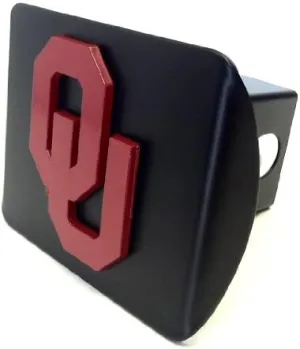 Elektroplate University of Oklahoma Sooners Black with Red OU Emblem Metal Trailer Hitch Cover Fits 2 Inch Auto Car Truck Receiver with NCAA College Sports Logo