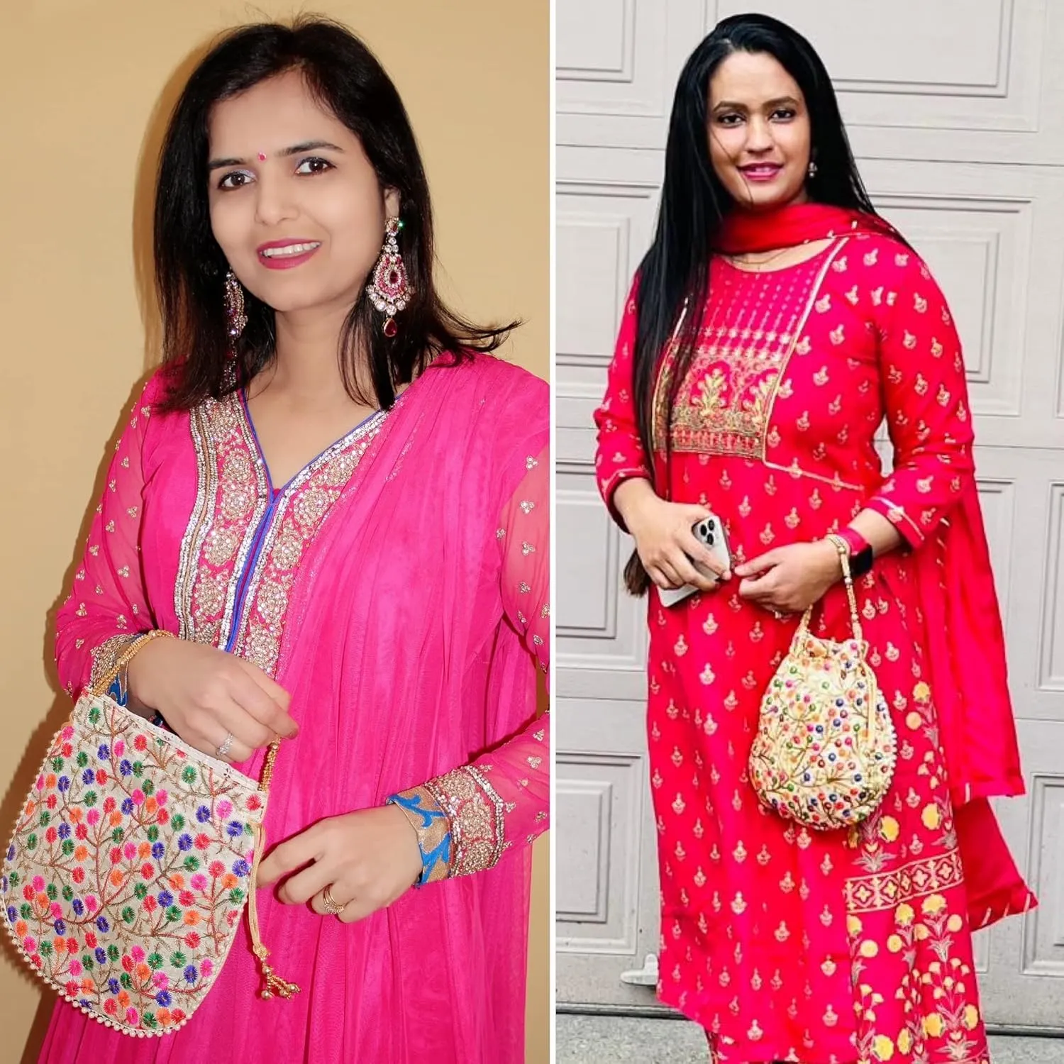 Embroidered Indian Ethnic Potli Bag for Women. Traditional, Handmade, Perfect for Weddings and Other Special Occasions