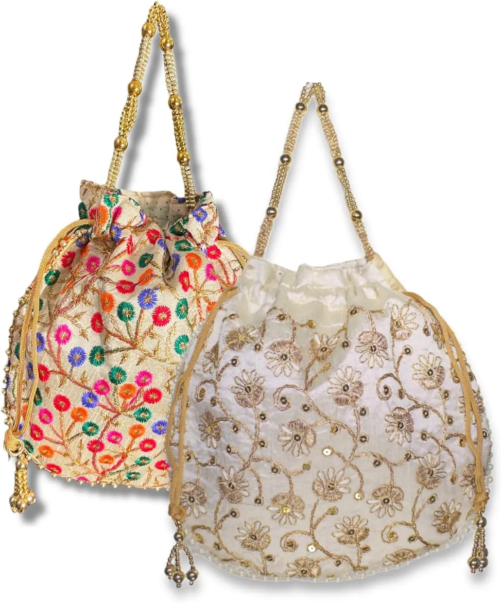 Embroidered Indian Ethnic Potli Bag for Women. Traditional, Handmade, Perfect for Weddings and Other Special Occasions