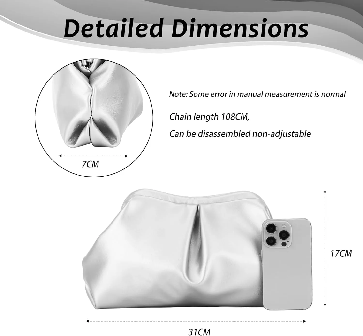 Emprier Soft Vegan Leather Clutch Purse for Women Dumpling Bag Pleated PU Evening Handbags for Wedding Party