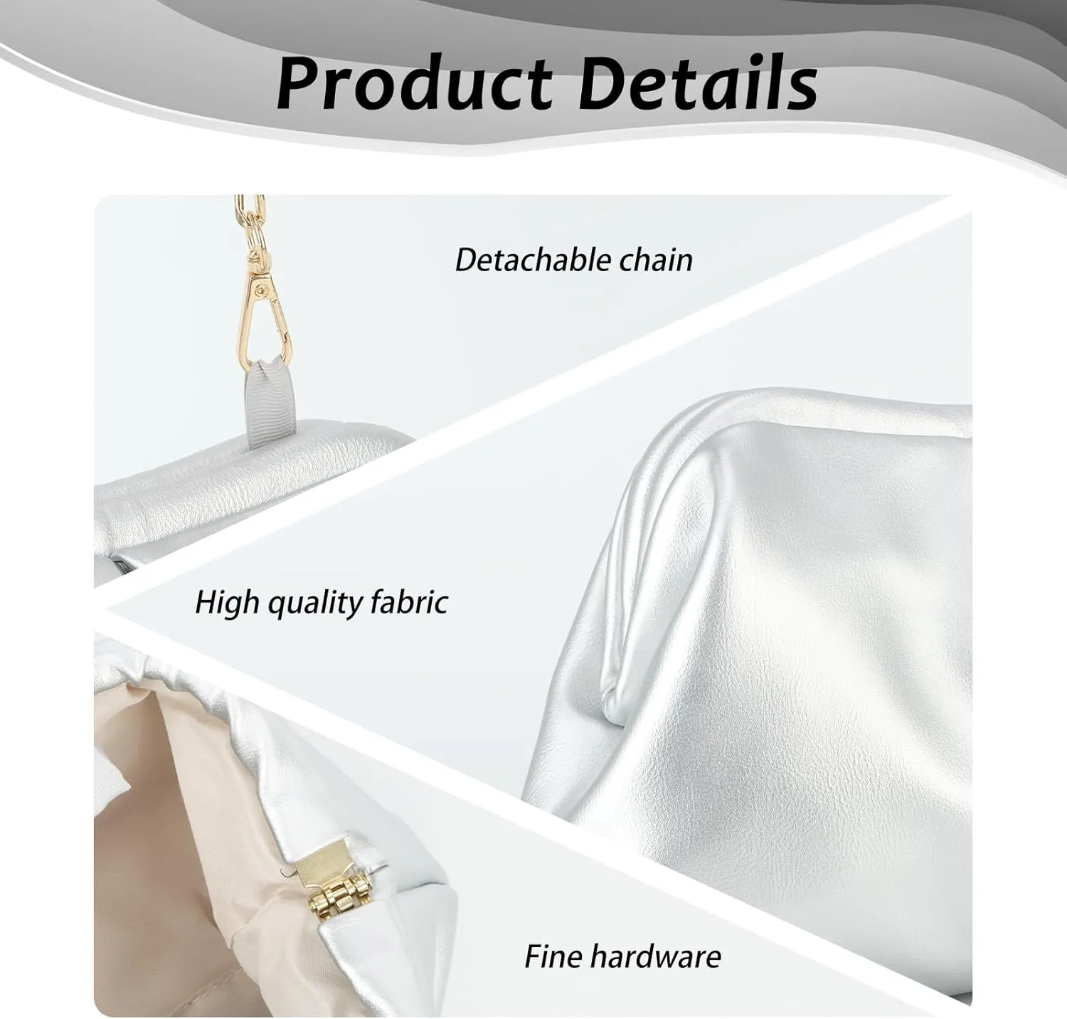 Emprier Soft Vegan Leather Clutch Purse for Women Dumpling Bag Pleated PU Evening Handbags for Wedding Party
