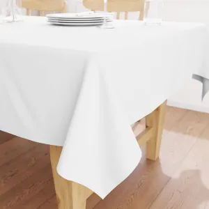 Encasa XO Table Cloth Size 56x56 in | Cotton Canvas Fabric | White Solid Color | Dining Tablecloth for Decoration - Machine Washable