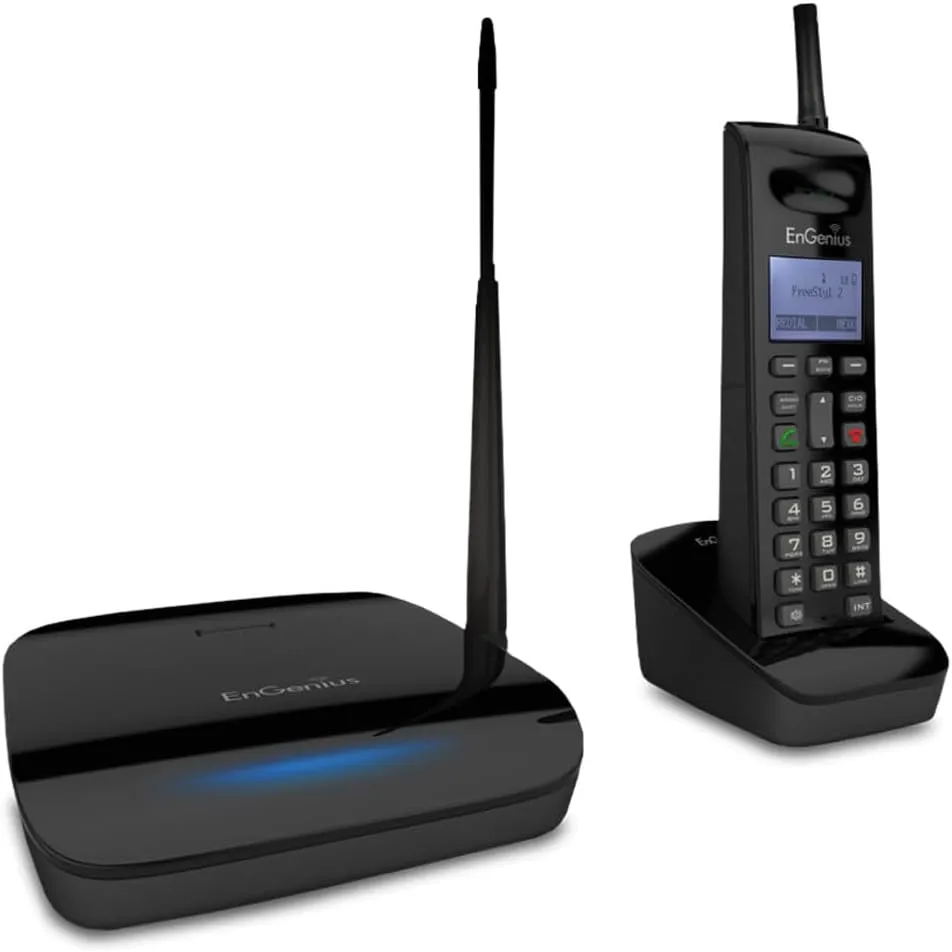 EnGenius FreeStyl 2, Extreme Long Range, Expandable up to (9) Handsets, 900 MHz, Analog Cordless Phone with 2-Way Radio for Broadcast/Intercom, Coverage up to 100,000 sq ft, Built-in RSSI Tools…