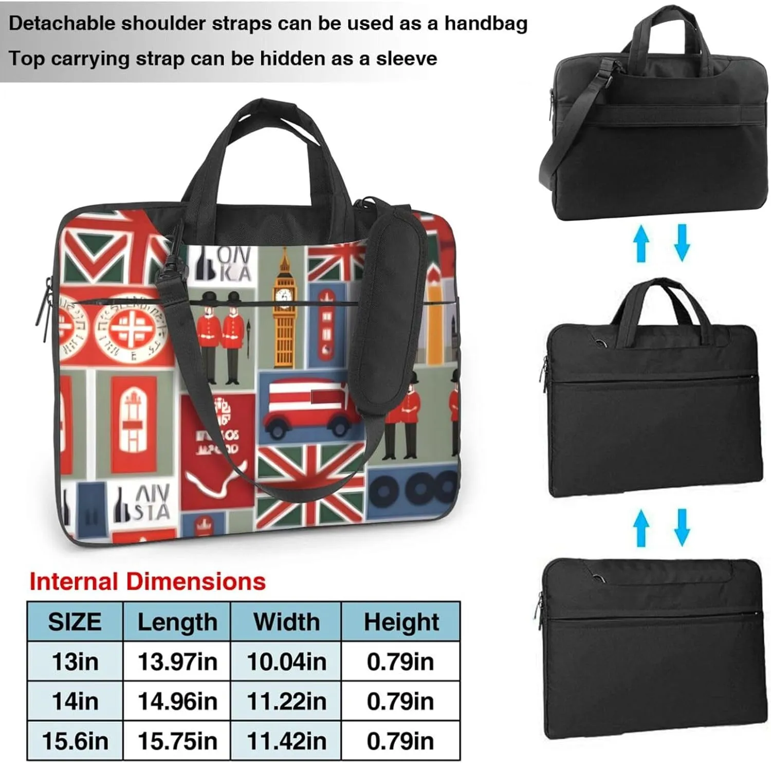 England Symbols Print Practical Laptop Case Laptop Bag - Stylish Messenger Bag & Laptop Shoulder Bag