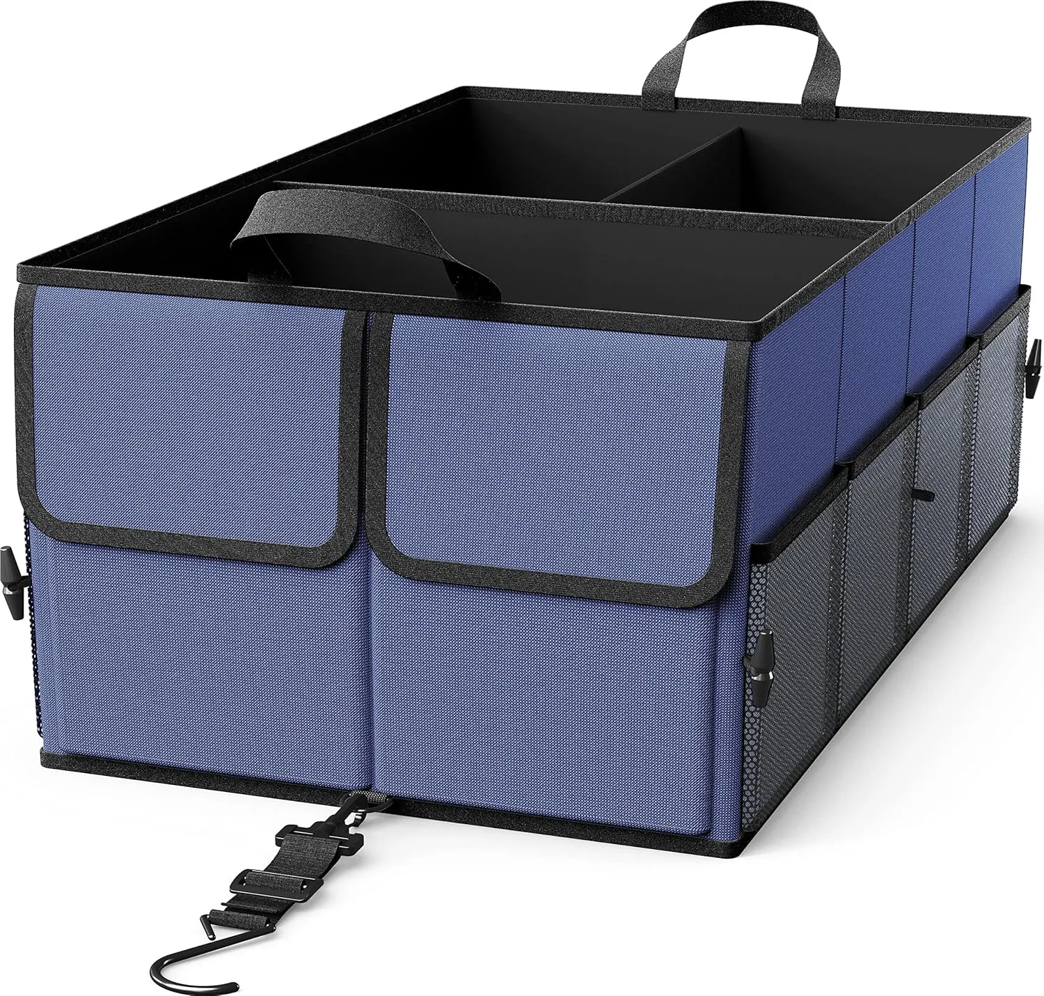 EPAuto Foldable Car Trunk Organizer, 3-Compartment with Removable Divider, Blue